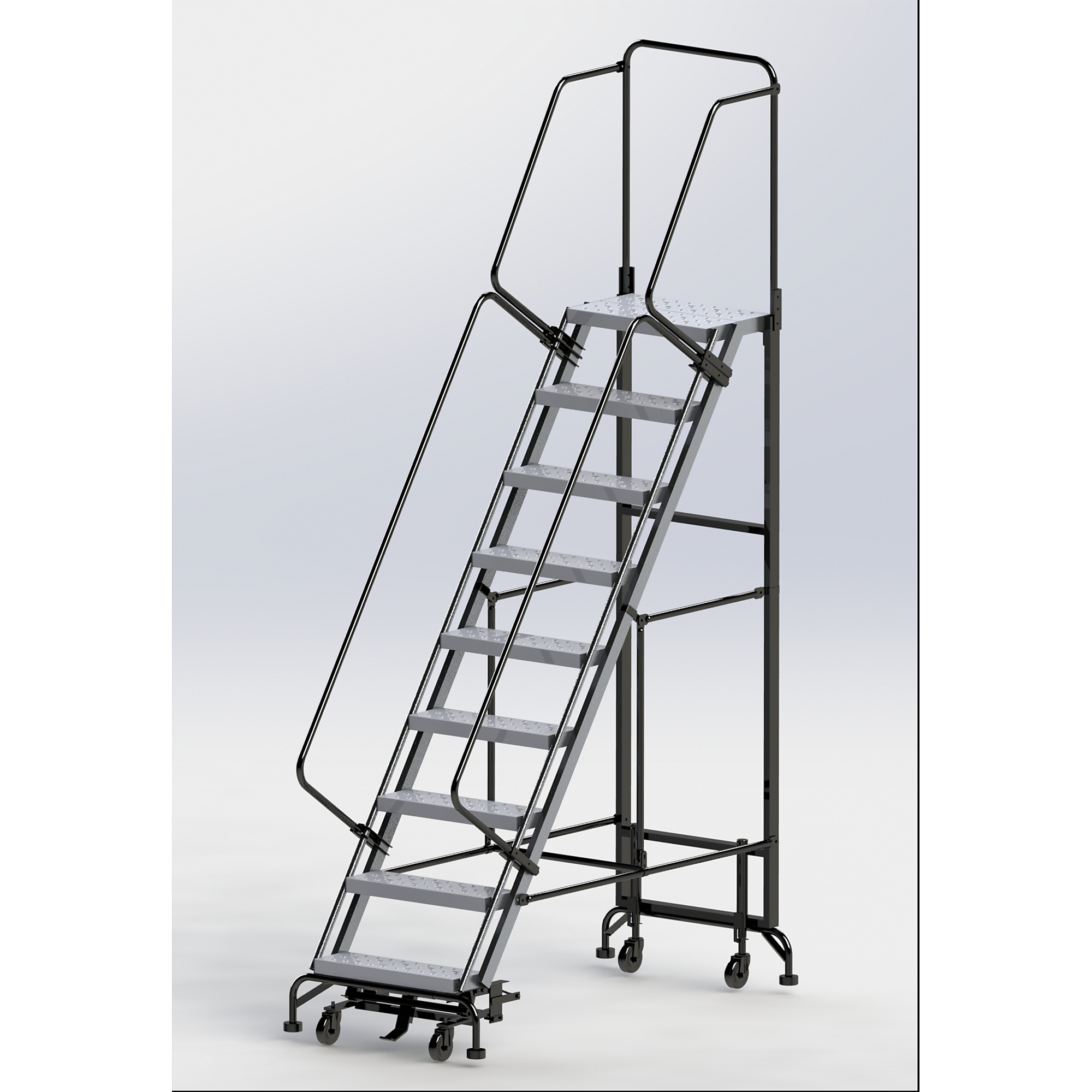 Ballymore, 9 Step Hybrid Ladder 24in. W Alumn. Steps, Overall Height 126 in, Steps 9 Material Carbon Steel, Model# HY-LA-093214P
